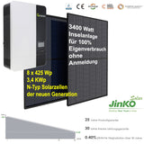 3,4 KWp Inselsolaranlage 12 xJinko JKM425N-54HL4-B+Growatt SPF 3500 ES Off-Grid