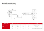 Dachhaken 32mm-Lattung, 3-fach verstellbar 1.4301 Platte 140x56x5 Ausleger 115x5