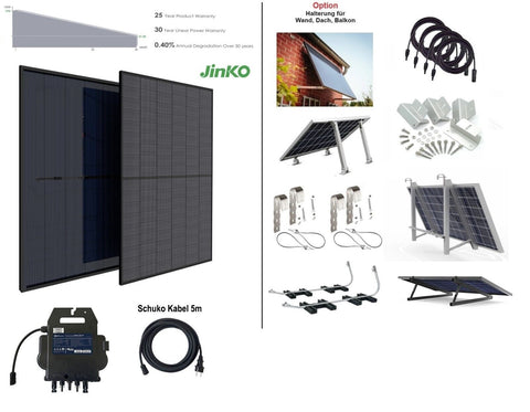 Balkonkraftwerk 850 W 2x 425W Jinko Tiger N-Type Solarmodul+APSystems EZ1-M 800W