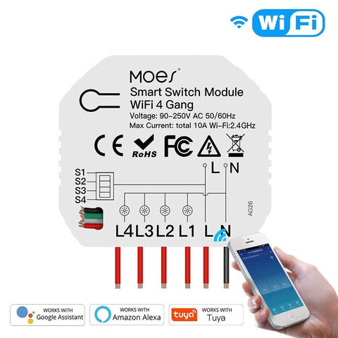 MOES Smart Switch Module WIFI 4 Gang